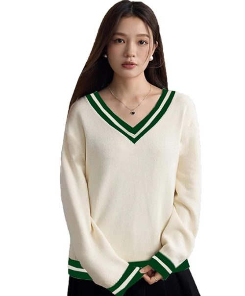 v neck korean sweater