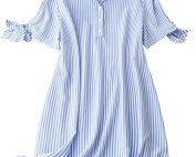 Fashion Striped Shirt Style Mini Dress Women