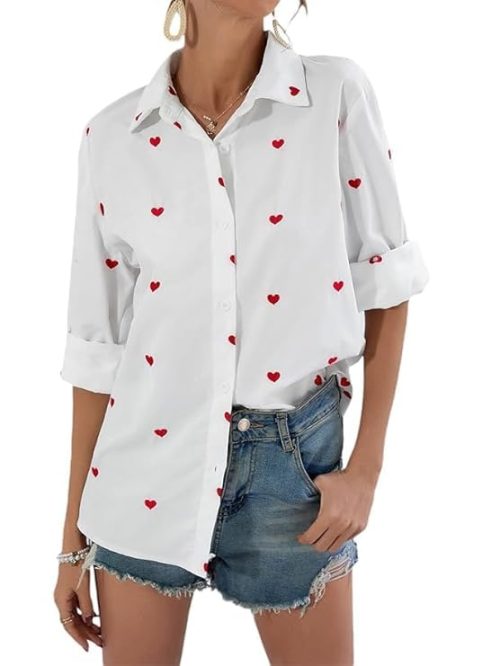 Women Shirts Heart Print