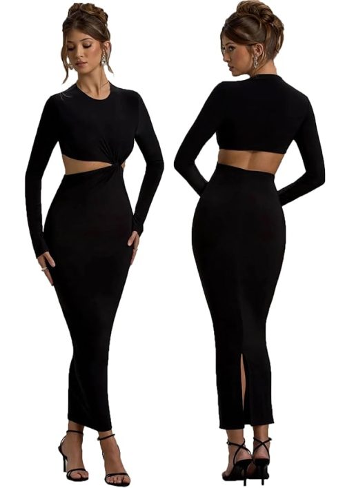 Casual Bodycon Black Dress for Women